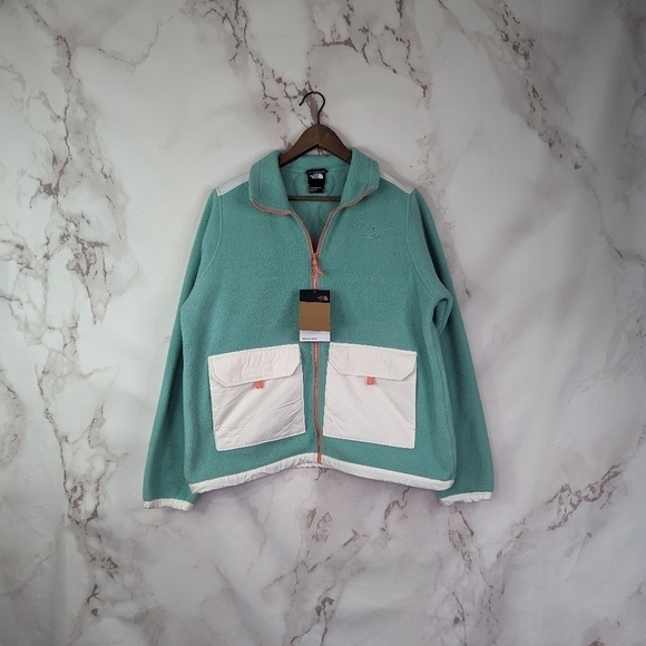 The North Face Royal Arch Jacket Womens Wasabi Gardenia Coral Fleece Zip - Picture 2 of 16
